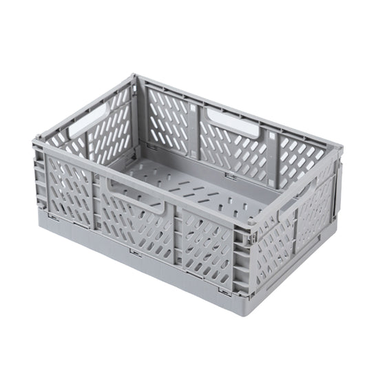 Collapsible Plastic Storage Basket Grey Medium
