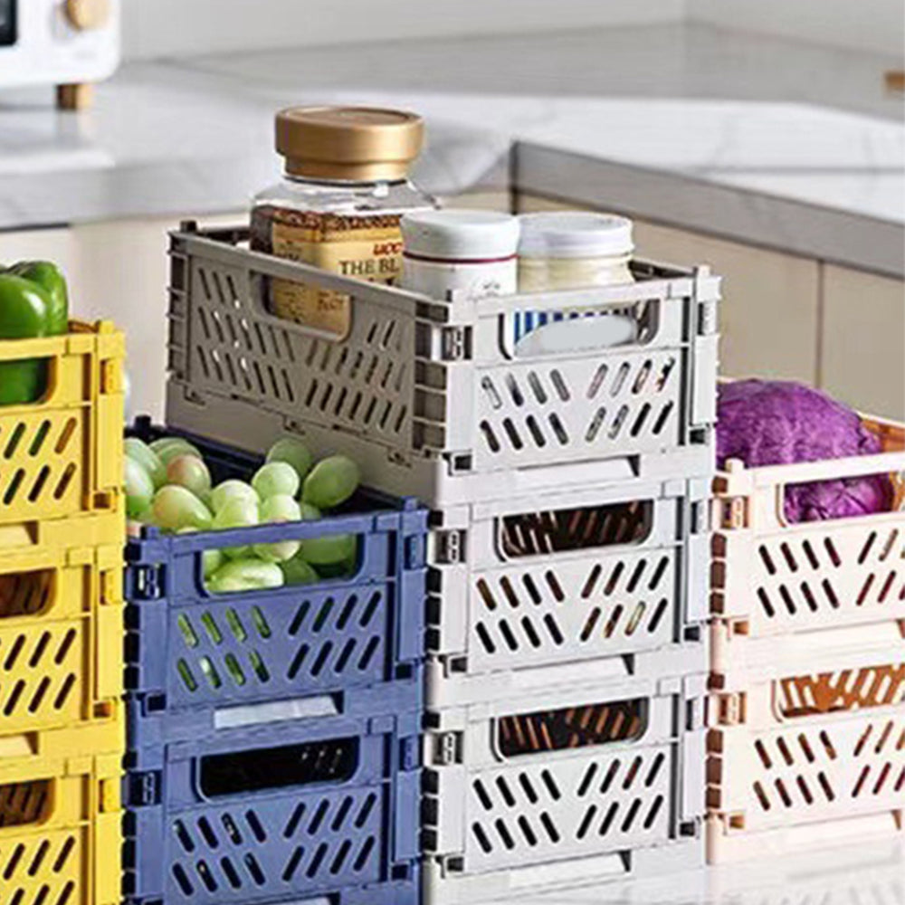 Collapsible Plastic Storage Basket Grey Medium