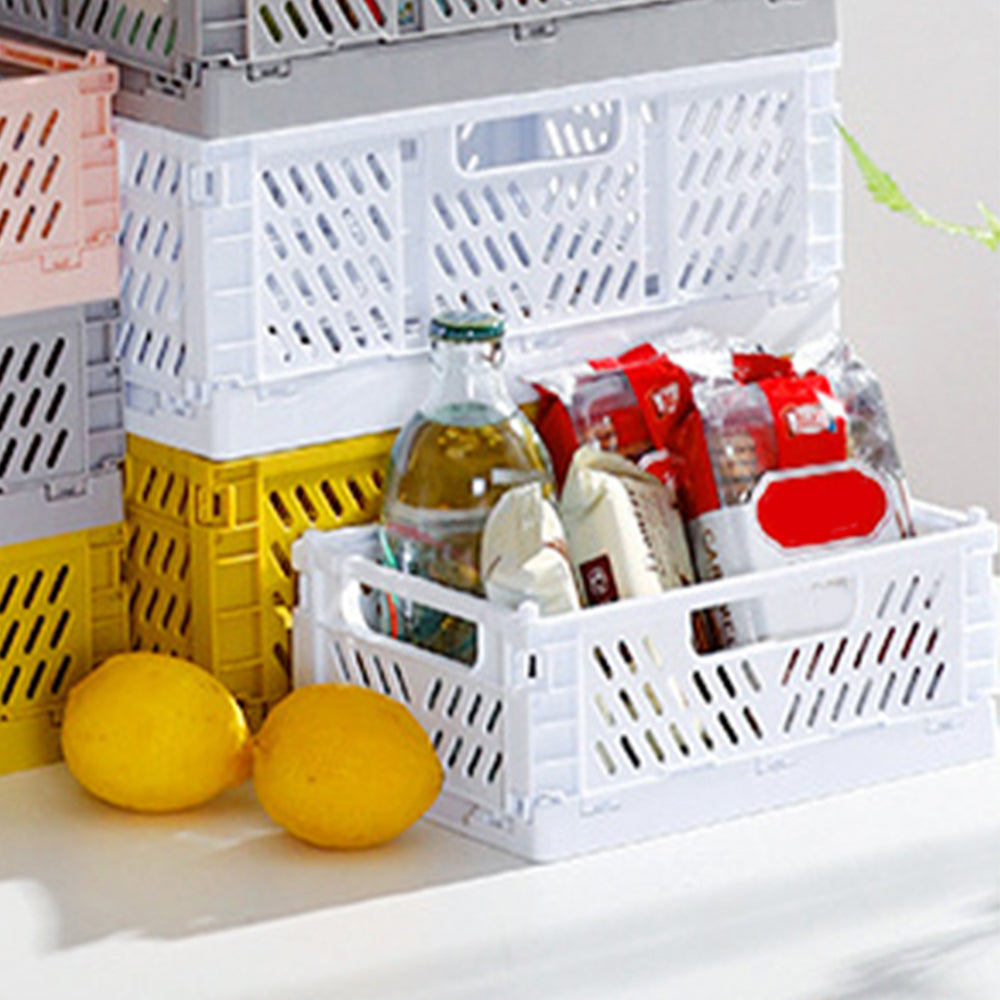Collapsible Plastic Storage Basket White Large