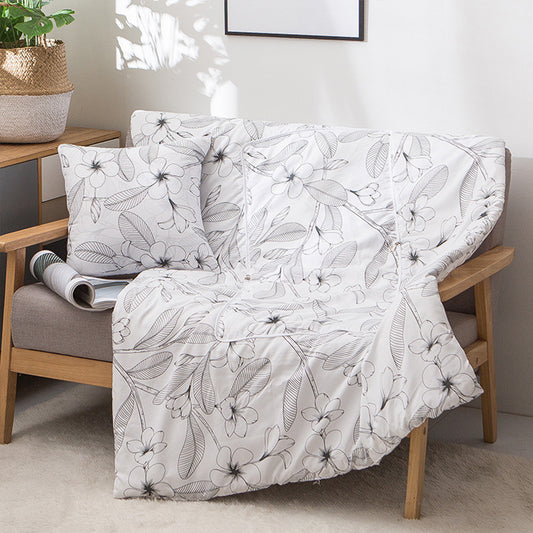 2 in 1 Pillow Quilt Office Nap Blanket White Flower