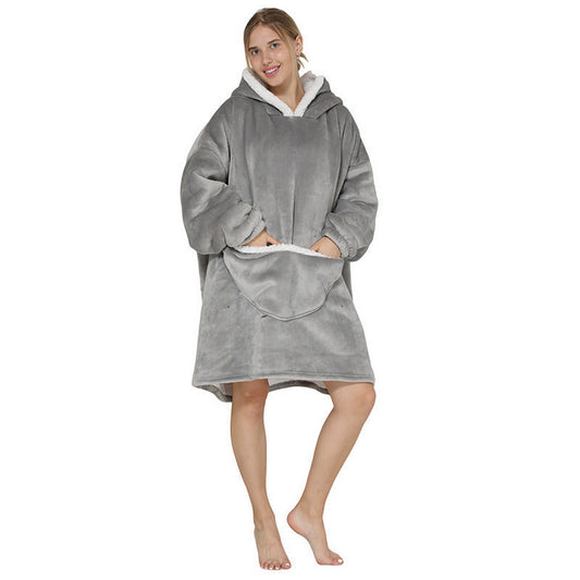 Women Sherpa Hooded Blanket Grey