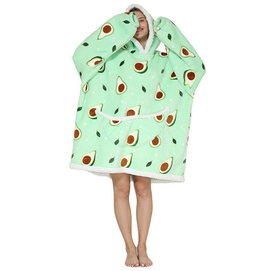 Women Sherpa Hooded Blanket Avocado
