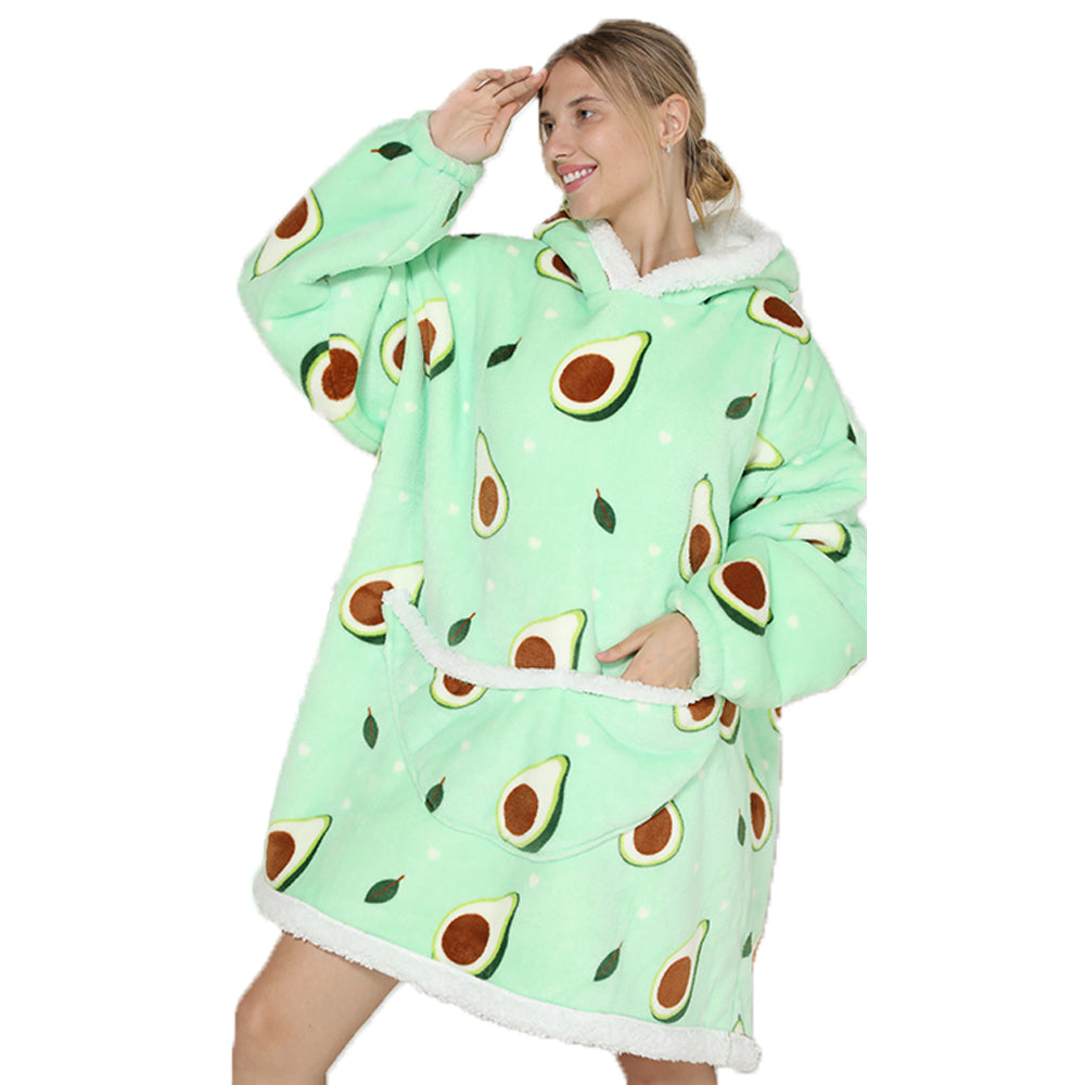 Women Sherpa Hooded Blanket Avocado