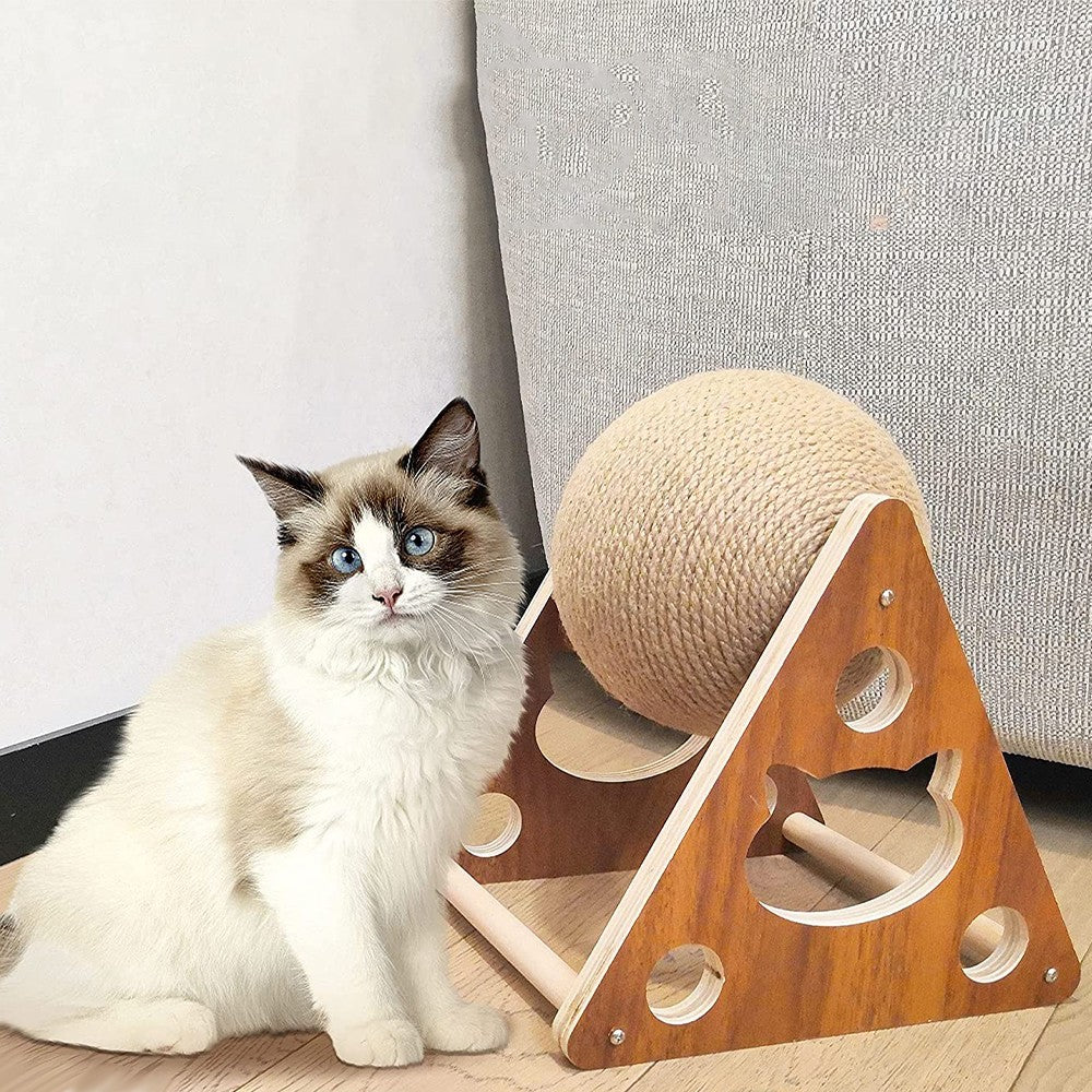 Wooden Interactive Cat Scratcher Ball Toy for Cats Pet and Kittens