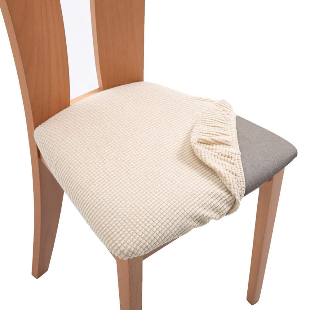 2Pcs Stretch Chair Seat Cover Dining Chair Seat Slipcover Beige