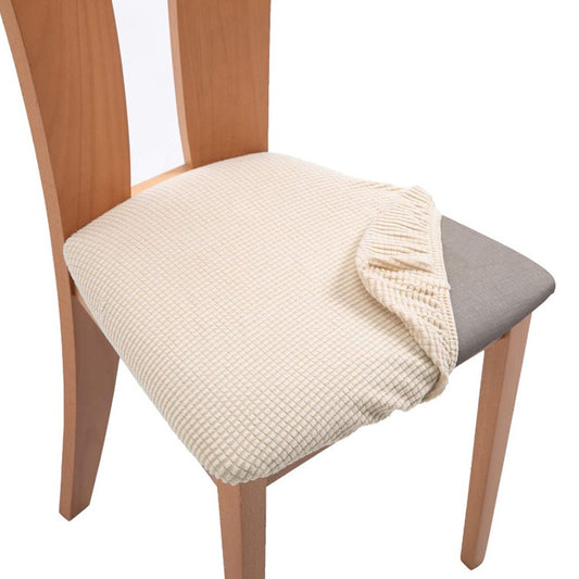 2Pcs Stretch Chair Seat Cover Dining Chair Seat Slipcover Beige