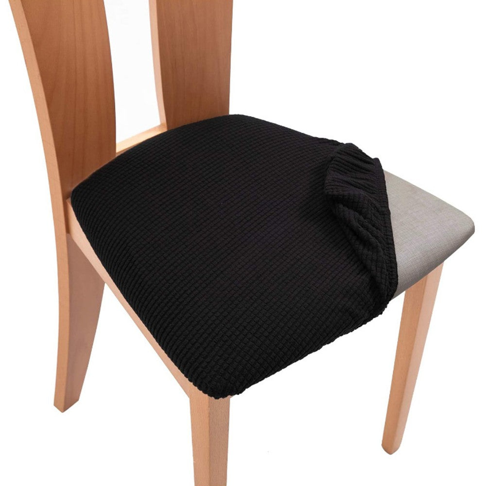 2Pcs Stretch Chair Seat Cover Dining Chair Seat Slipcover Black