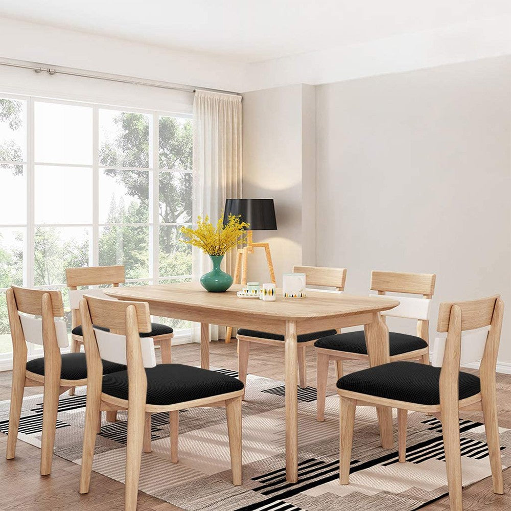 2Pcs Stretch Chair Seat Cover Dining Chair Seat Slipcover Black