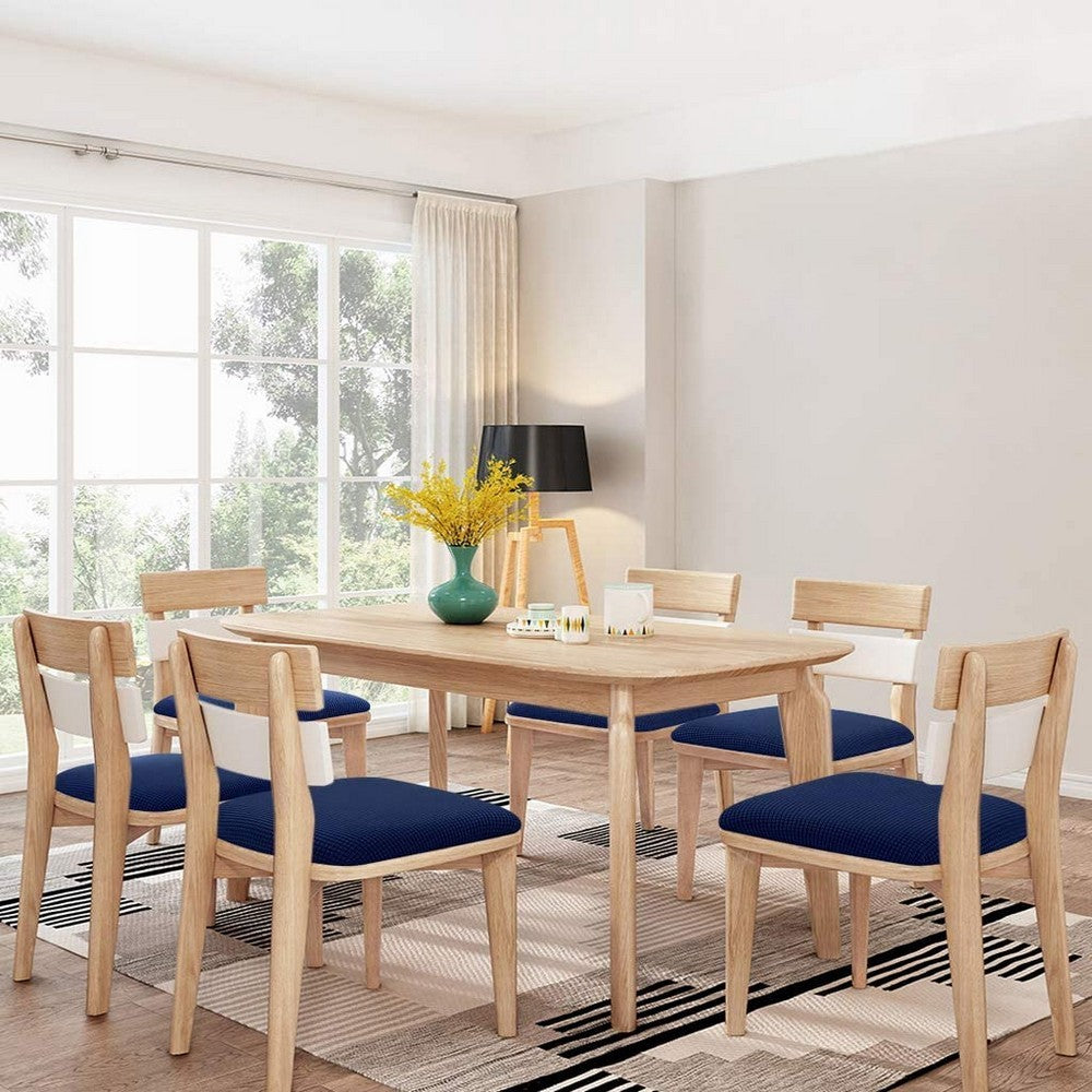 4Pcs Stretch Chair Seat Cover Dining Chair Seat Slipcover Navy Blue