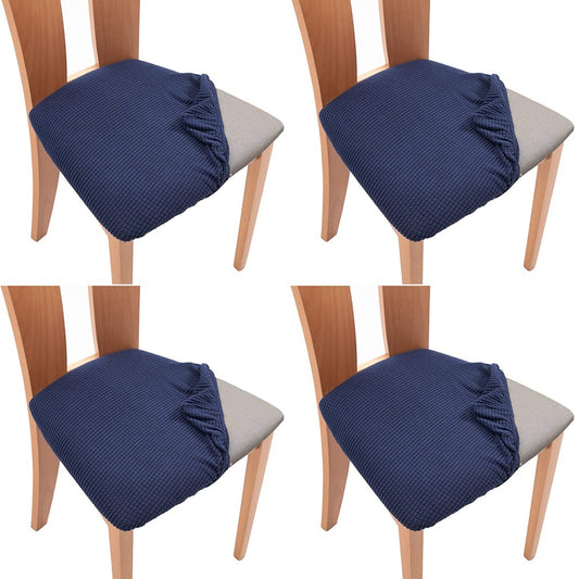 4Pcs Stretch Chair Seat Cover Dining Chair Seat Slipcover Navy Blue