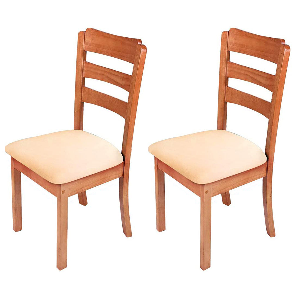 2Pcs Stretch Dining Chair Seat Cover Beige
