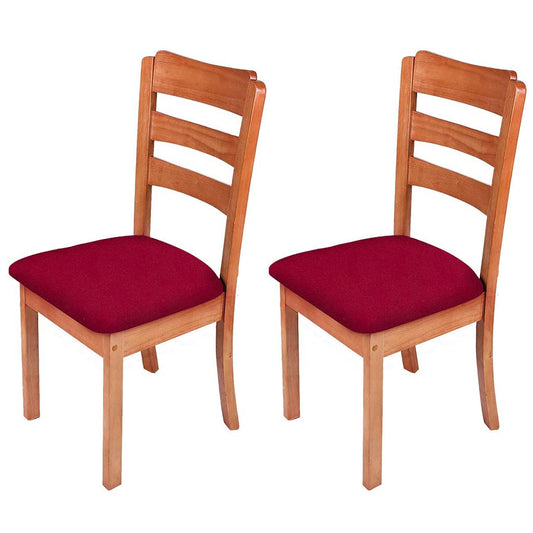 2Pcs Stretch Dining Chair Seat Cover Wine Red