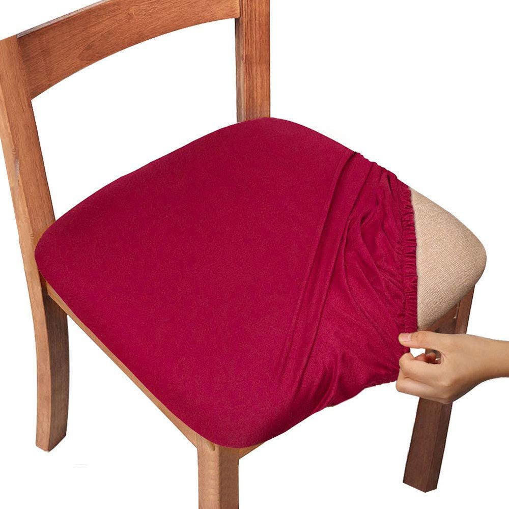 2Pcs Stretch Dining Chair Seat Cover Wine Red