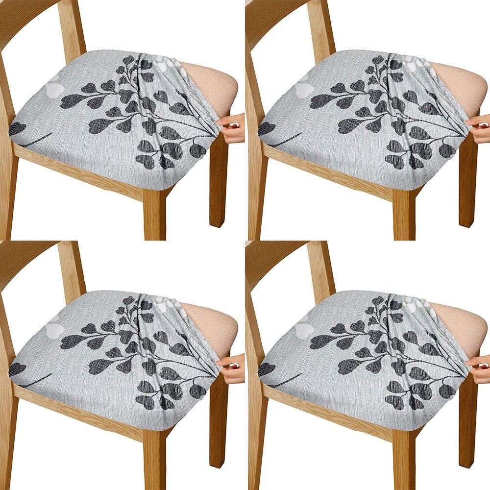 4Pcs Printed Stretch Dining Chair Seat Covers Seat Cushion Slipcovers Style 3