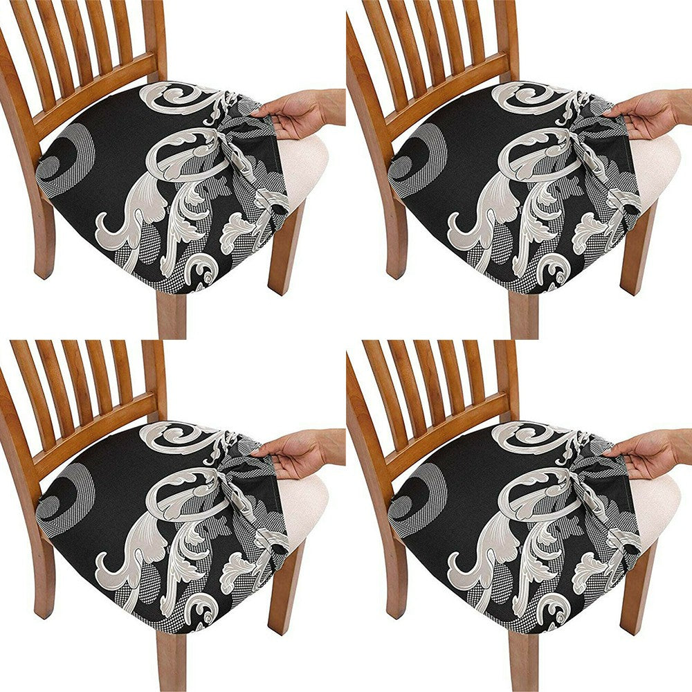 4Pcs Printed Stretch Dining Chair Seat Covers Seat Cushion Slipcovers Style 5