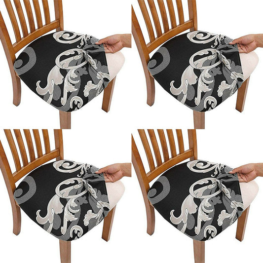 4Pcs Printed Stretch Dining Chair Seat Covers Seat Cushion Slipcovers Style 5