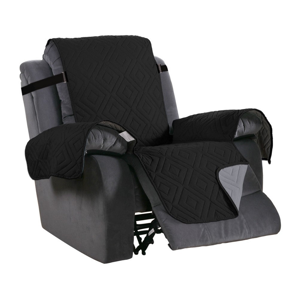 Water Resistant Reversible Recliner Chair Cover Sofa Couch Slipcover Black L