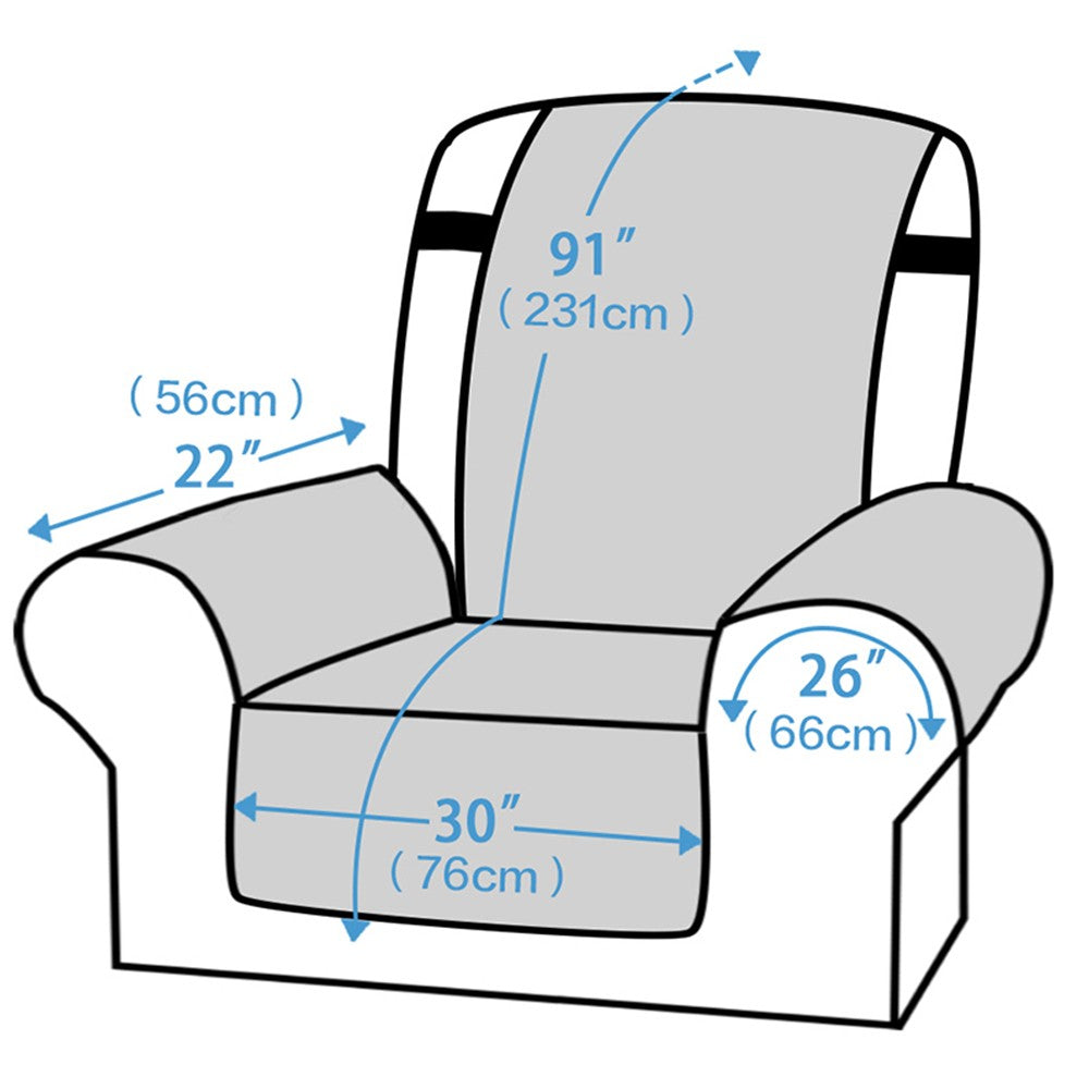 Water Resistant Reversible Recliner Chair Cover Sofa Couch Slipcover Black L