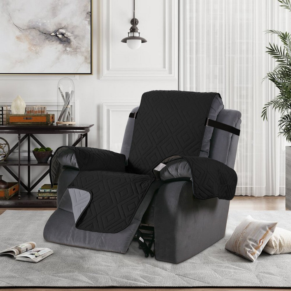 Water Resistant Reversible Recliner Chair Cover Sofa Couch Slipcover Black L