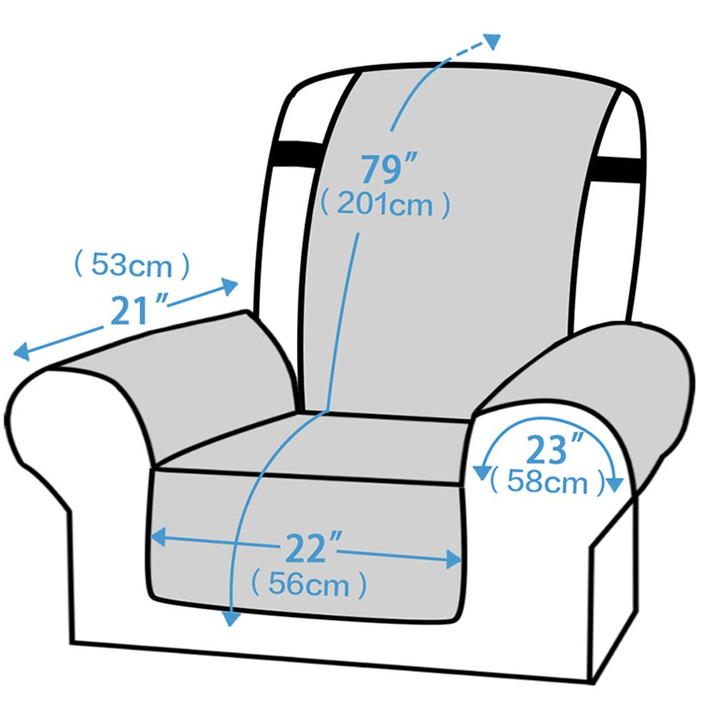 Water Resistant Reversible Recliner Chair Cover Sofa Couch Slipcover Grey S
