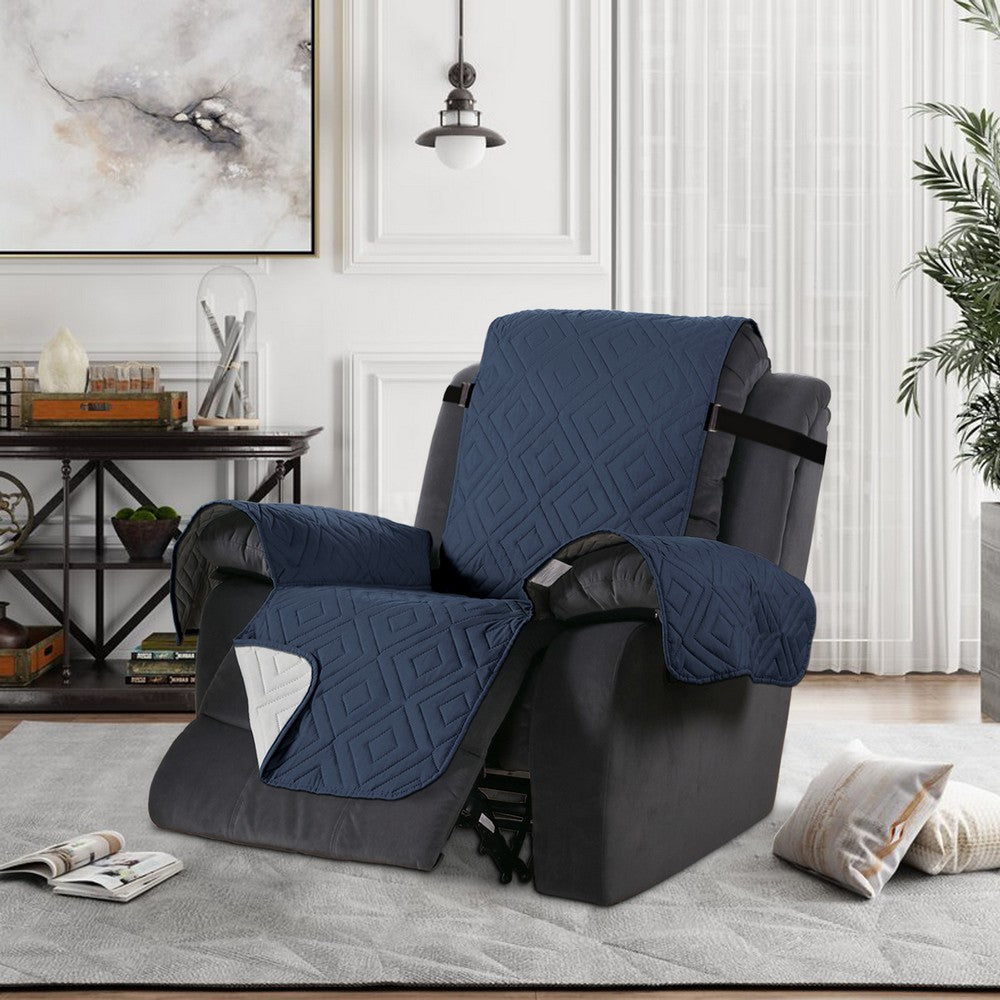 Reversible Recliner Chair Cover Water Resistant Couch Cover Sofa Cover Slipcover Navy Blue S