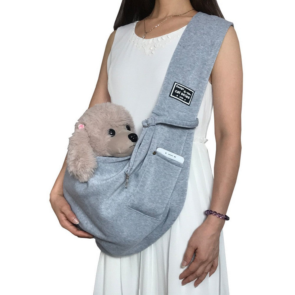 Reversible Pet Cat Sling Carrier Bag Puppy Travel Bag with Phone Pocket Grey