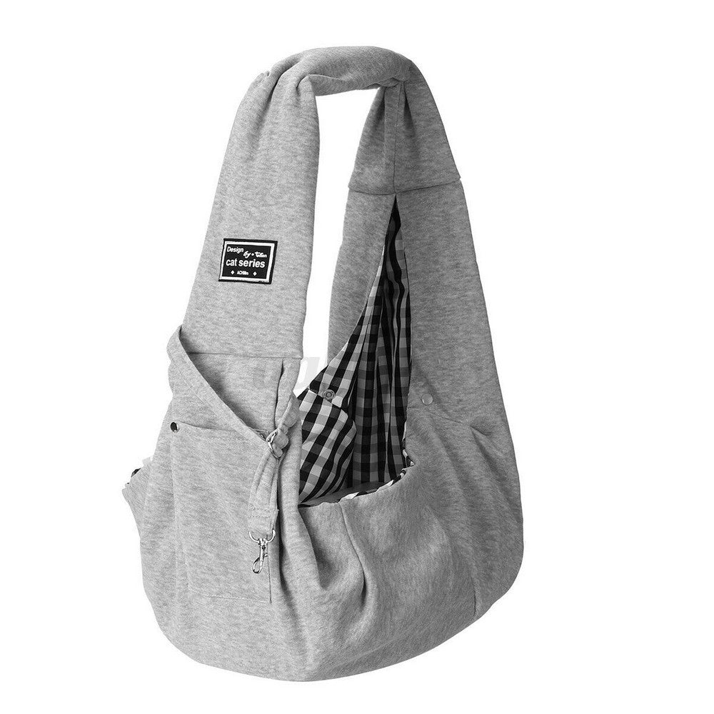 Reversible Pet Cat Sling Carrier Bag Puppy Travel Bag with Phone Pocket Grey