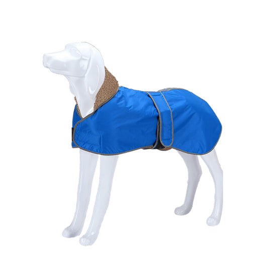 Reflective Dog Winter Jacket Pet Waterproof Raincoat Warm Fleece Coat Blue 3XL