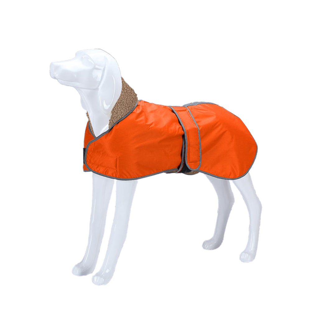 Reflective Dog Winter Jacket Pet Waterproof Raincoat Warm Fleece Coat Orange M