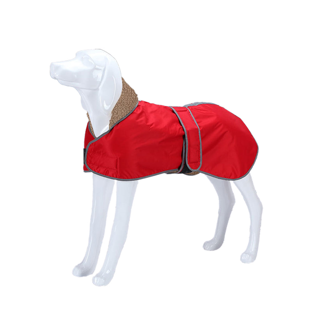 Reflective Dog Winter Jacket Pet Waterproof Raincoat Warm Fleece Coat Red XL