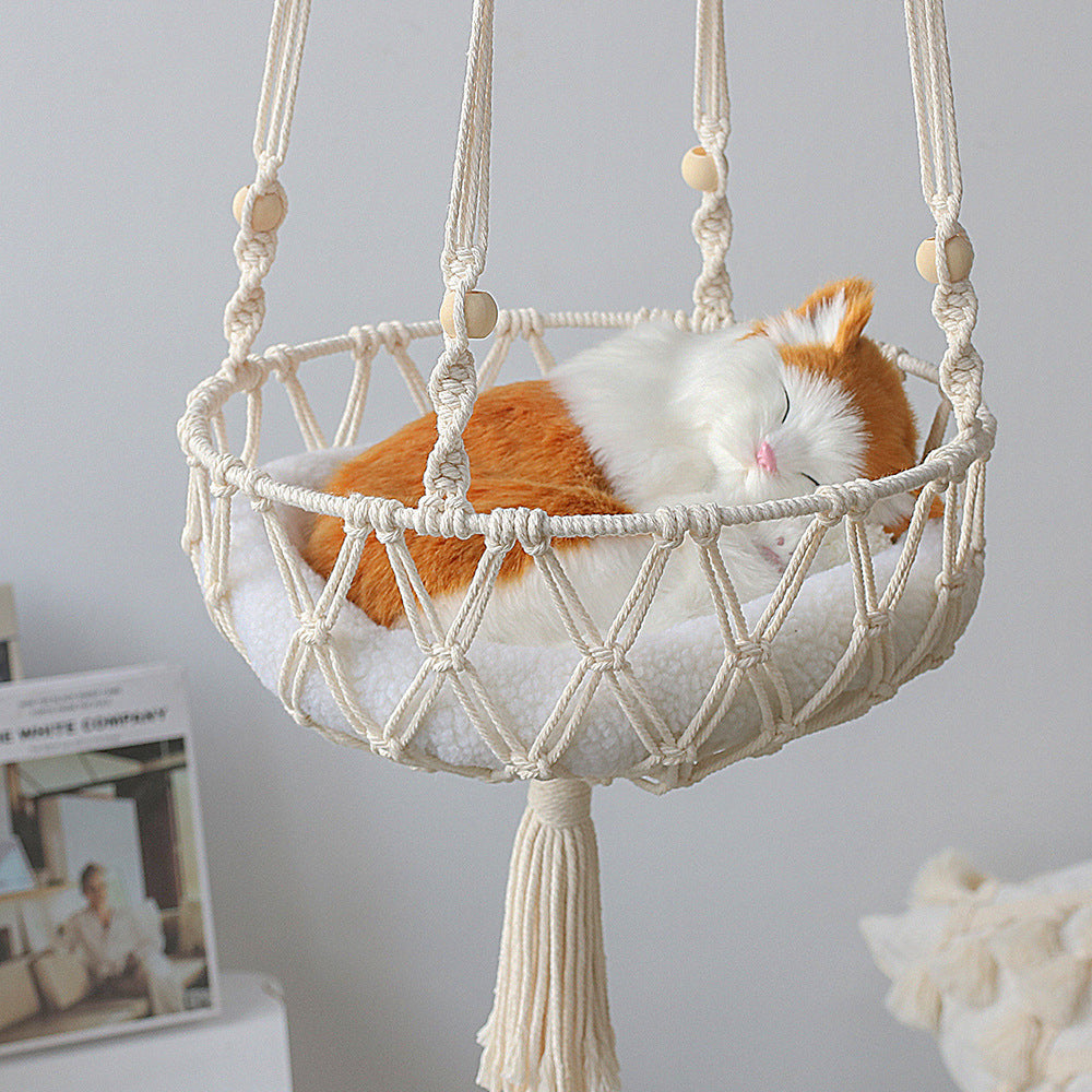 Macrame Cat Hammock Hanging Swing Pet Bed Nest Hammock