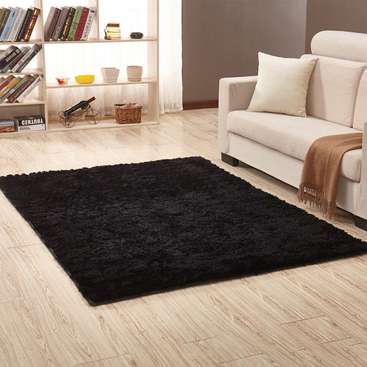 50x120cm Shaggy Fluffy Floor Mat Area Rug Carpet for Bedroom Living Room Black