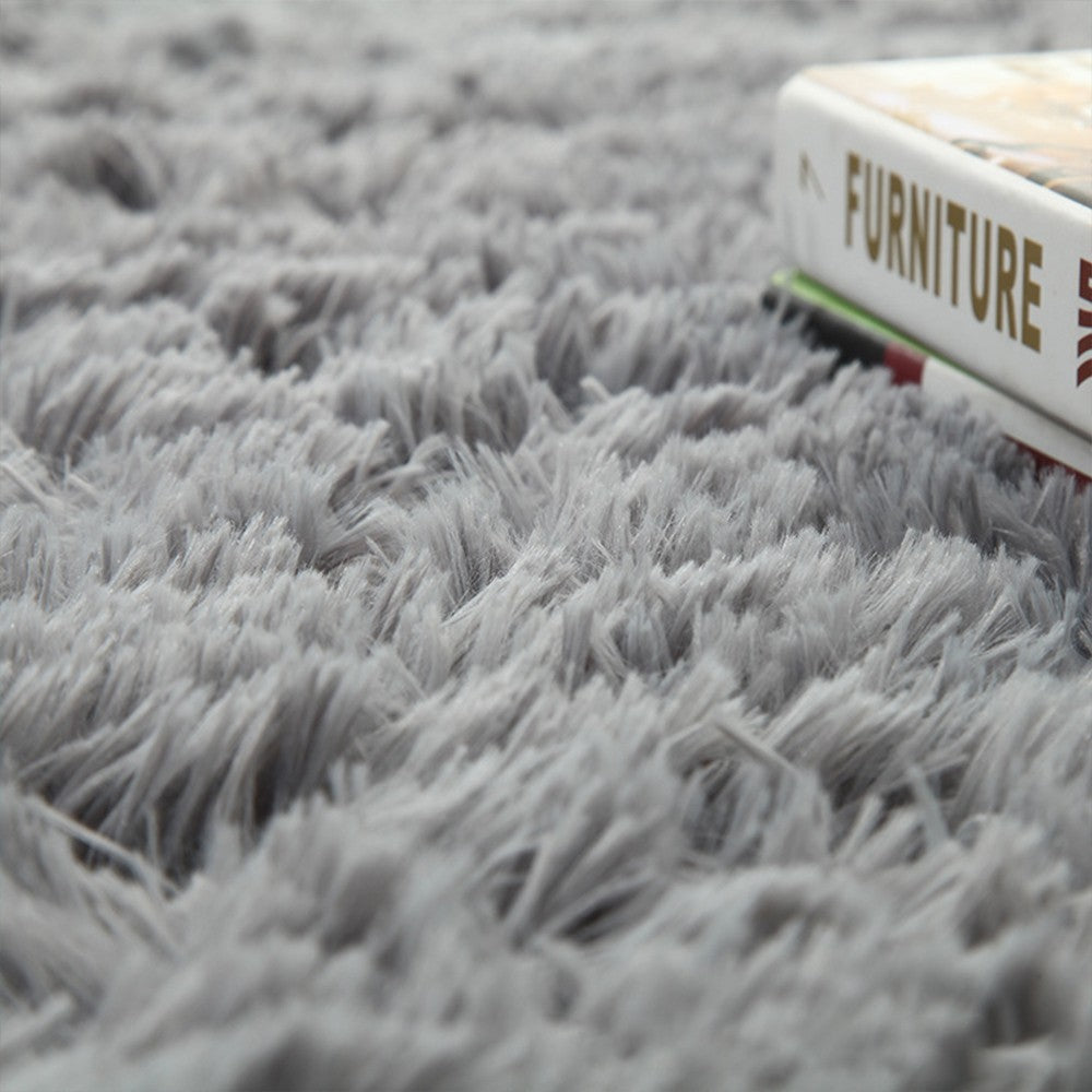80x160cm Shaggy Fluffy Floor Mat Area Rug Carpet for Bedroom Living Room Grey