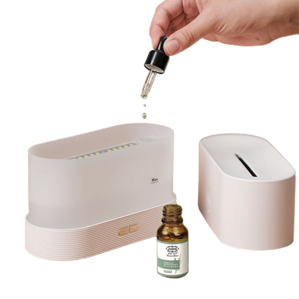 3D Flame Oil Diffuser Air Humidifier Noiseless Mist Aroma Diffuser White