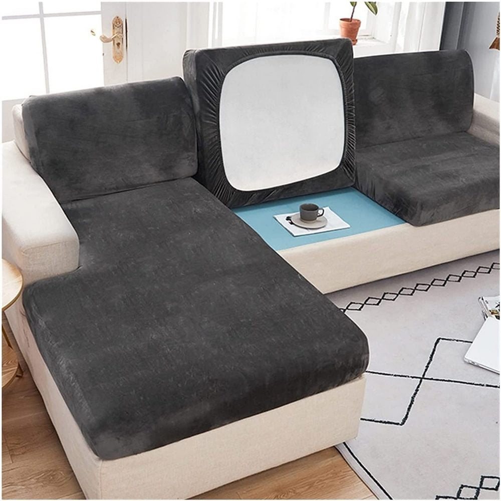 For Chaise Longue Stretch Sofa Covers Couch Protector Sofa Slipcovers Black