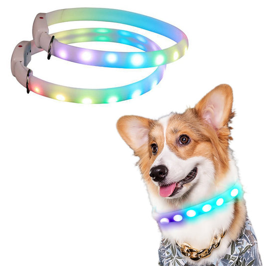 2Pcs USB Rechargeable Lighted Dog Collar Led Collar Band Pet Collars