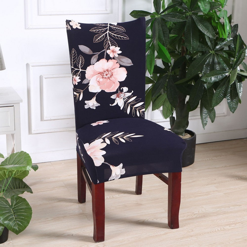 4Pcs Flower Printed Stretch Dining Chair Cover Washable Chair Cover Style 1