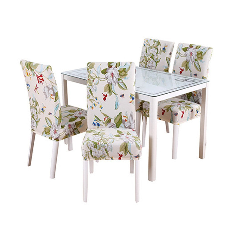 4Pcs Flower Printed Stretch Dining Chair Cover Washable Chair Cover Style 4