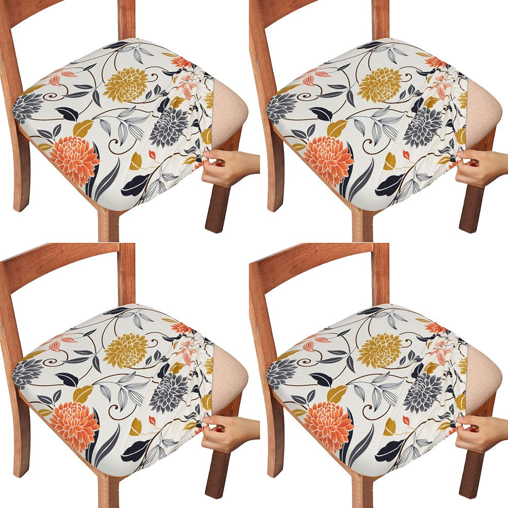 4Pcs Printed Stretch Chair Seat Covers Chair Protector Cover Slipcover Style 1