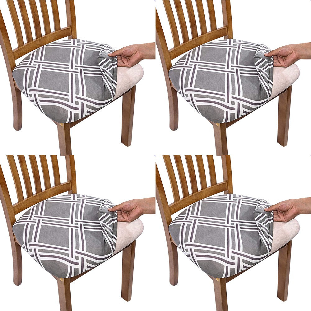 4Pcs Printed Stretch Chair Seat Covers Chair Protector Cover Slipcover Style 4