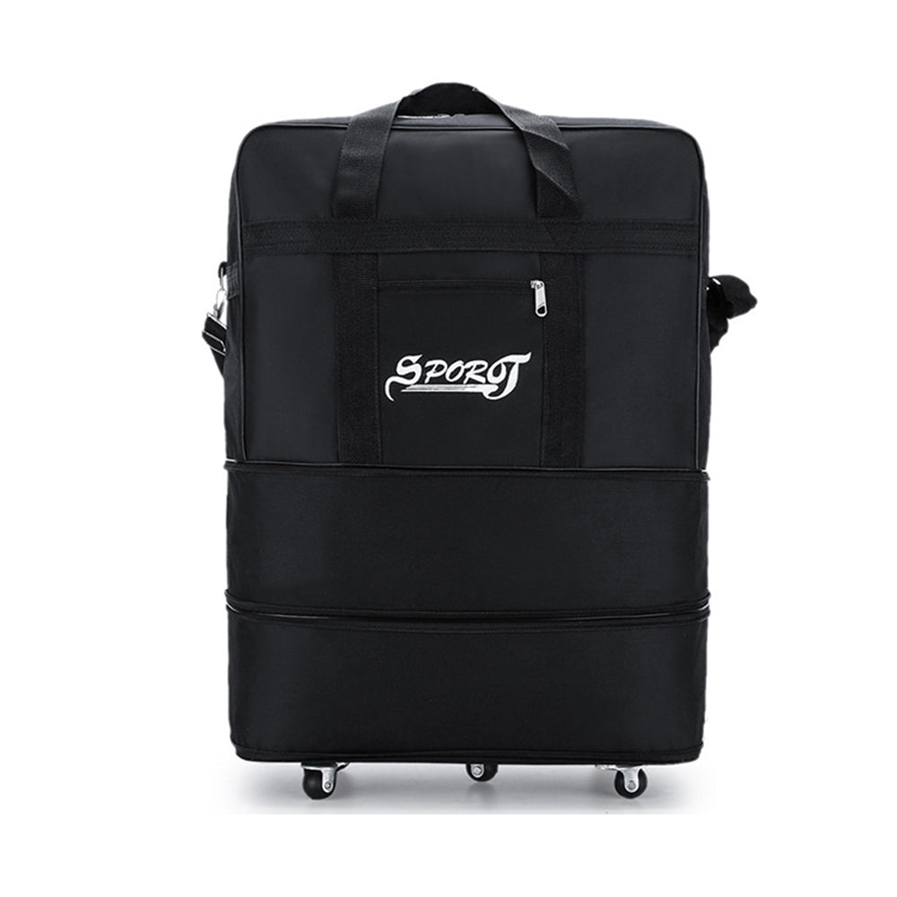 63x40x20cm Wheeled Travel Duffel Bag Expandable Oxford Bag