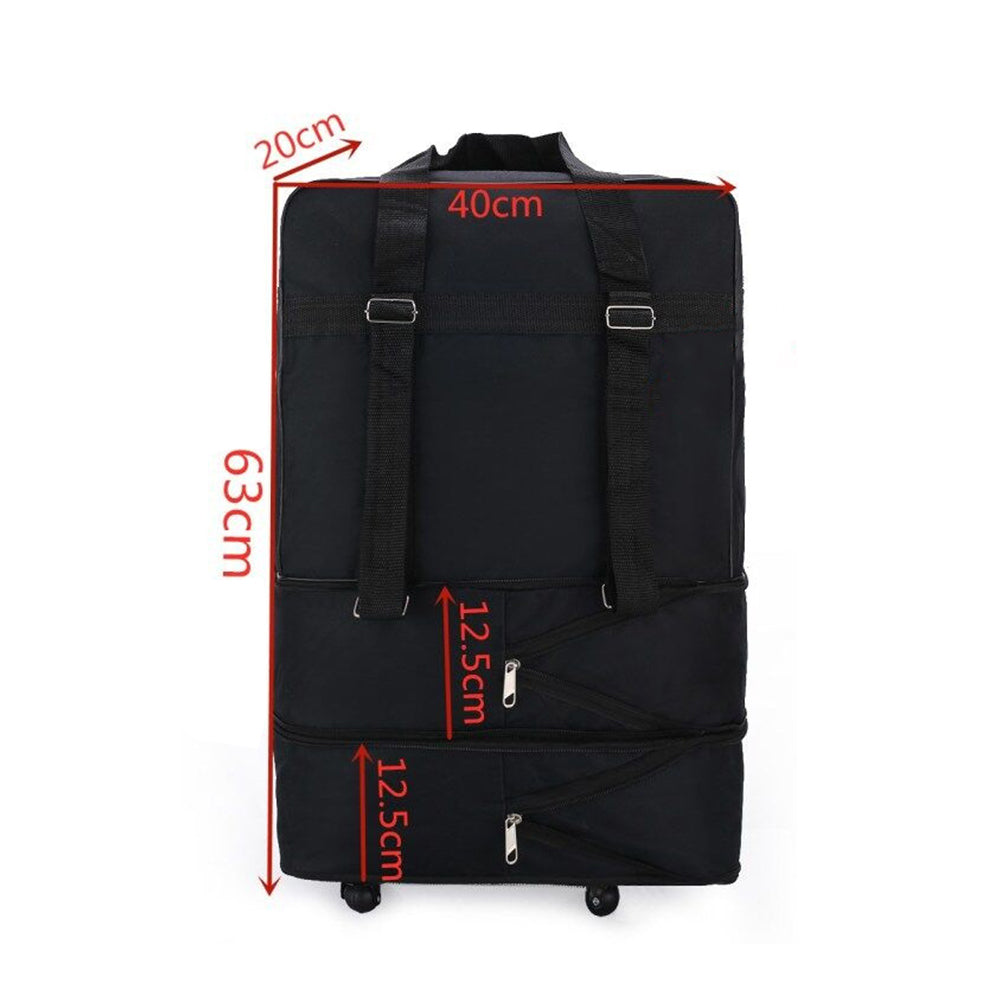 63x40x20cm Wheeled Travel Duffel Bag Expandable Oxford Bag