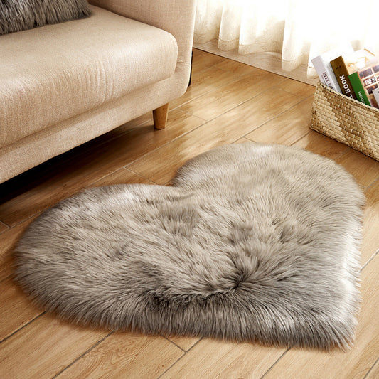 50x65cm Heart Shape Soft Area Rug Shaggy Floor Mat Home Rug Bedroom Carpet Grey