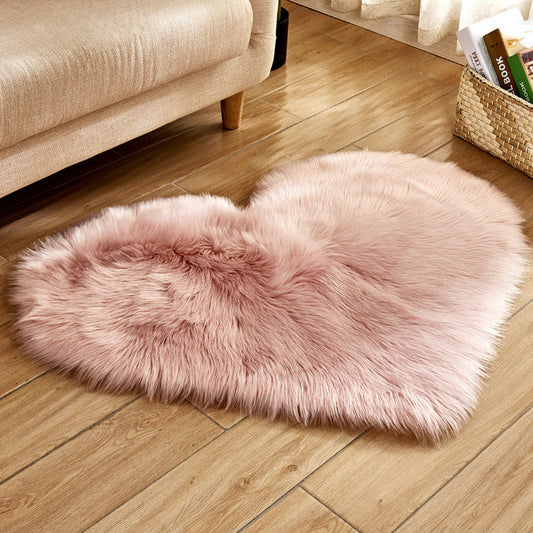 30x40cm Heart Shape Soft Area Rug Shaggy Floor Mat Home Rug Bedroom Carpet Pink