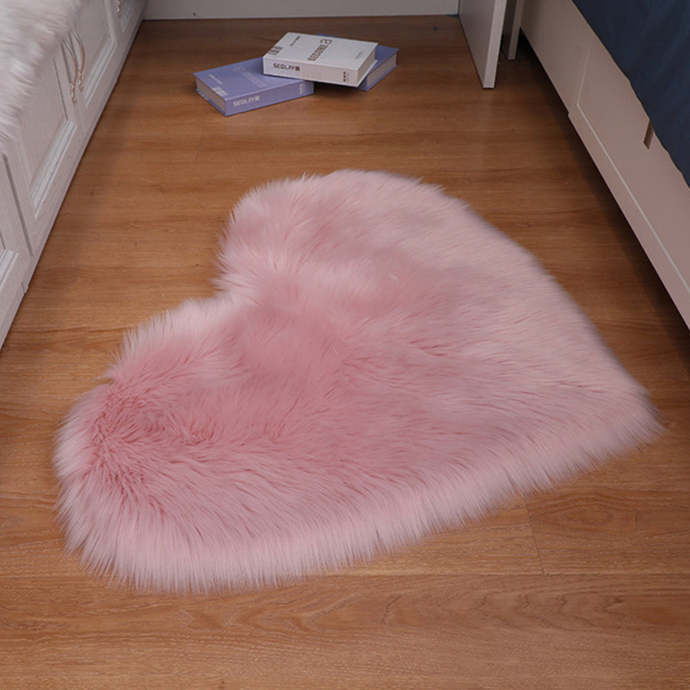 70x90cm Heart Shape Soft Area Rug Shaggy Floor Mat Home Rug Bedroom Carpet Pink