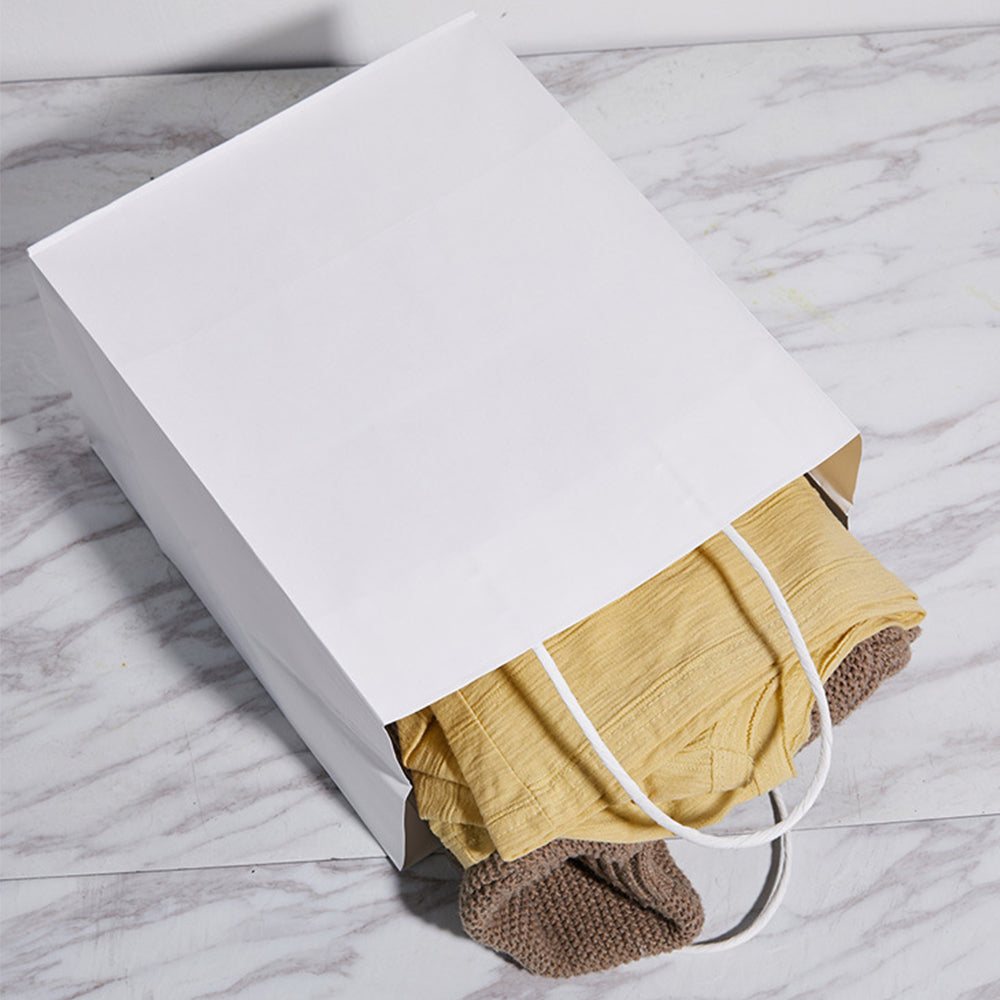 10 X Kraft Paper Bags Party Favor Bags Shopping Bags Grocery Bags White