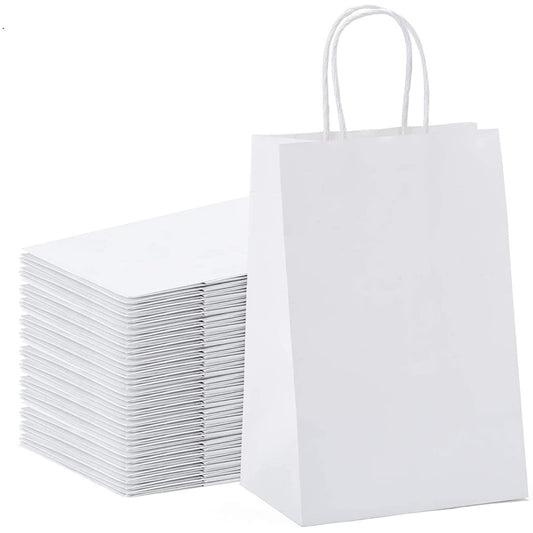 20 X Kraft Paper Bags Party Favor Bags Shopping Bags Grocery Bags White