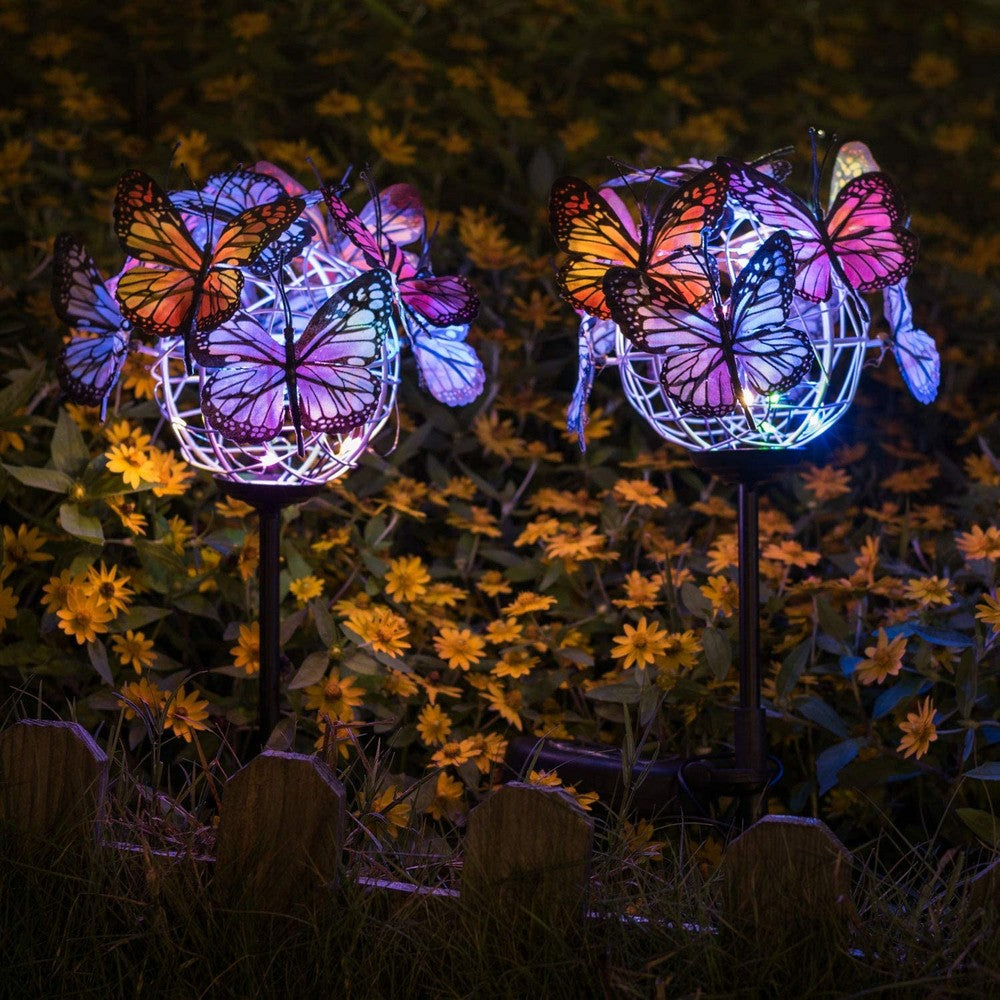 Set of 2pcs Butterfly Lights Outdoor Ground Lights
