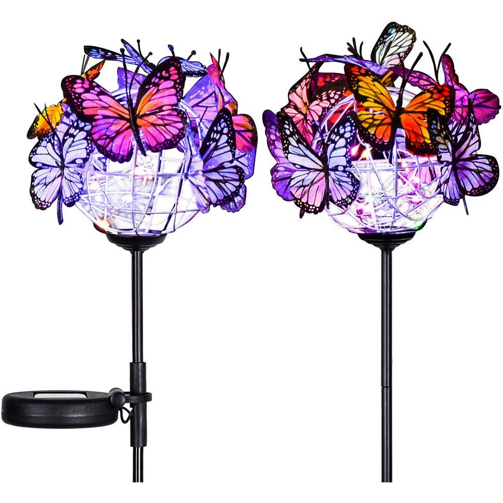 Set of 2pcs Butterfly Lights Outdoor Ground Lights