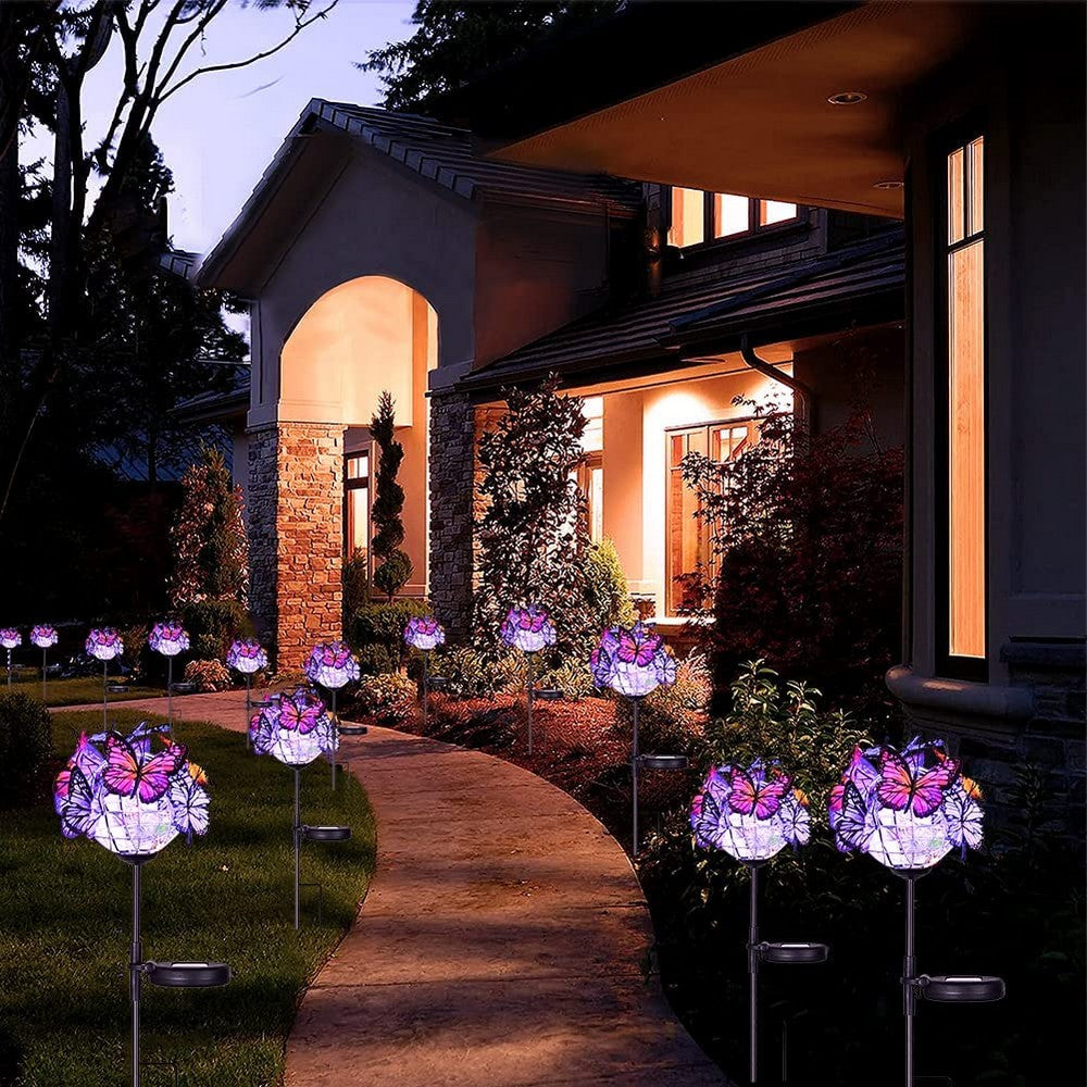Set of 2pcs Butterfly Lights Outdoor Ground Lights